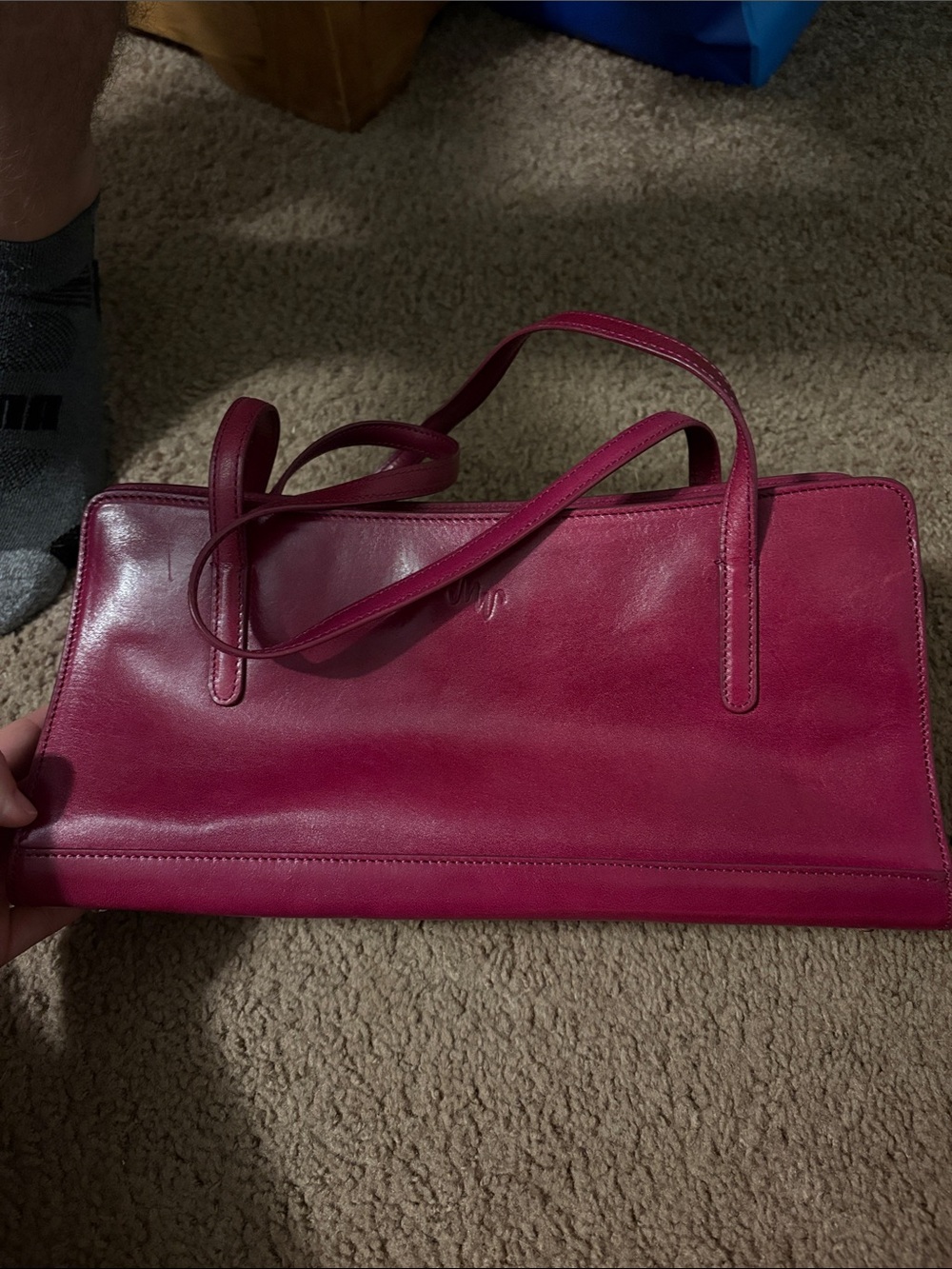 Monsac Fuchsia Leather Shoulder Bag